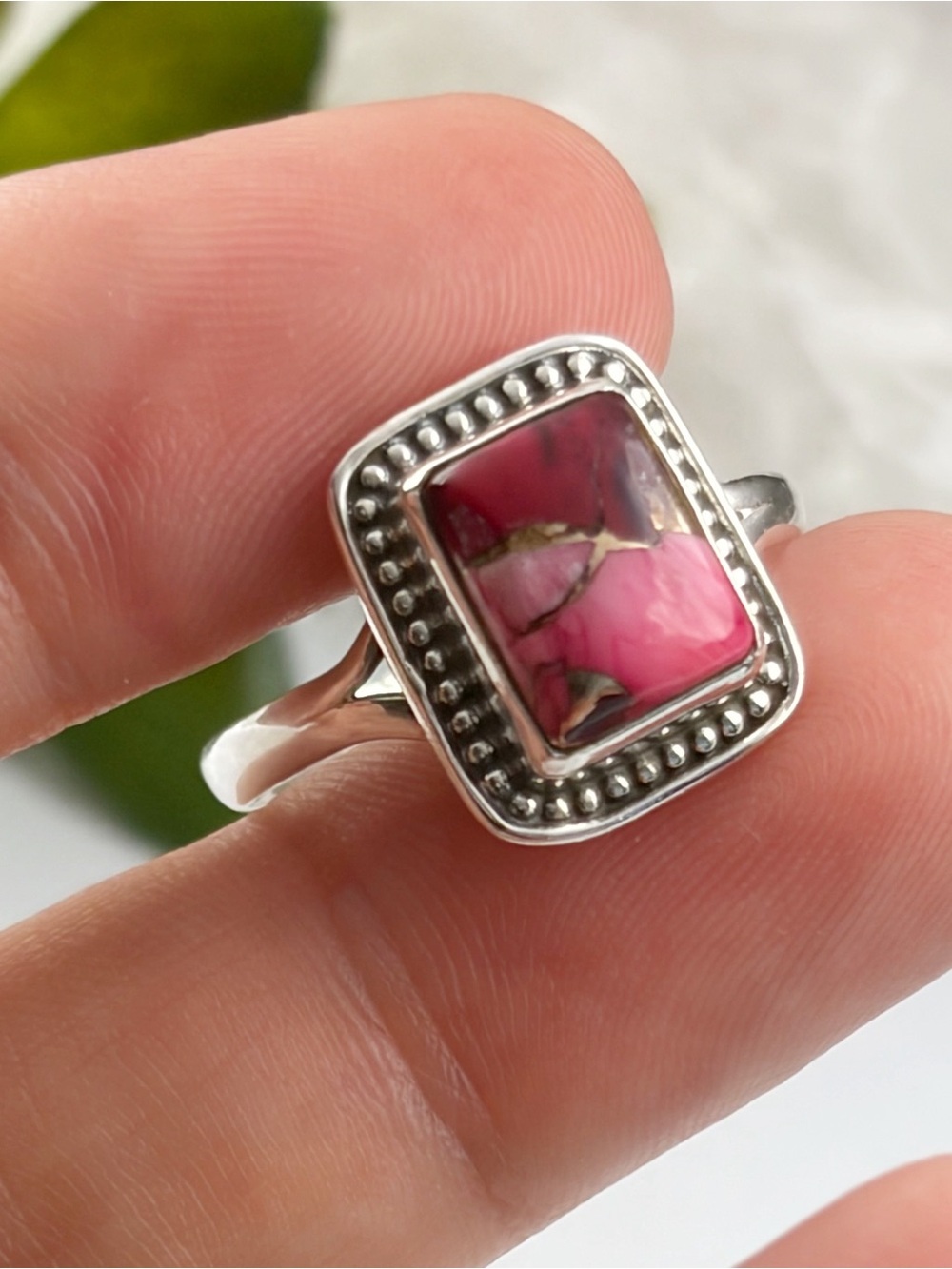 Sterling Silver 925 Red Rose Dahlia Kingman Turquoise Ring Size 9